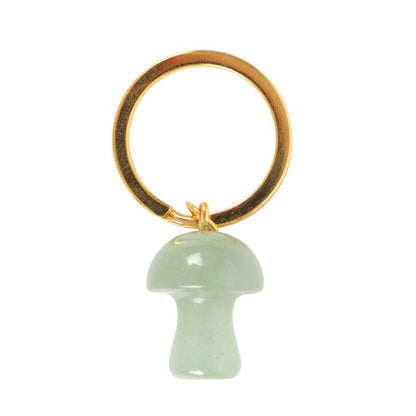 Aventurine Crystal Mushroom Keyring - DuvetDay.co.uk