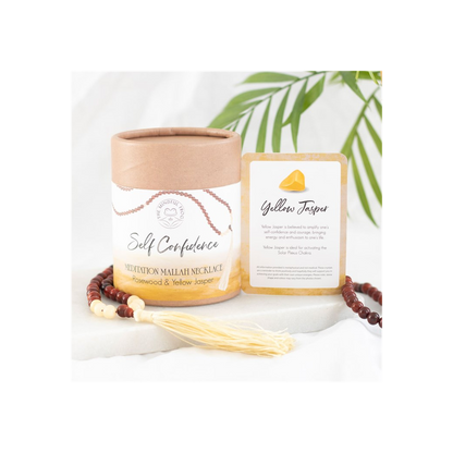 Self Confidence Rosewood & Yellow Jasper Mallah Necklace - DuvetDay.co.uk