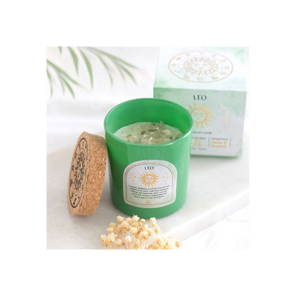 Leo Orange & Bergamot Gemstone Zodiac Candle - DuvetDay.co.uk