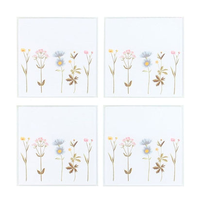 Floral Glass Coaster Set