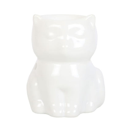 Shiny White Cat Oil Burner - DuvetDay.co.uk