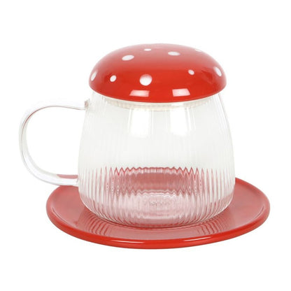 Glass Mushroom Mug and Saucer - DuvetDay.co.uk