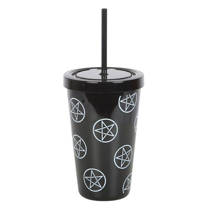 Pentagram Plastic Tumbler with Straw - DuvetDay.co.uk