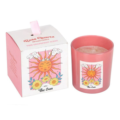 The Sun Rose Quartz Crystal Chip Candle - DuvetDay.co.uk