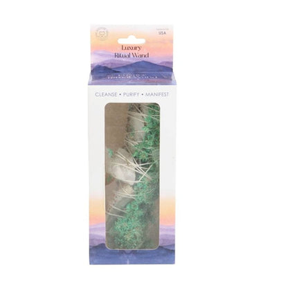 6in Ritual Wand Smudge Stick with White Sage, Abalone and Quartz - DuvetDay.co.uk