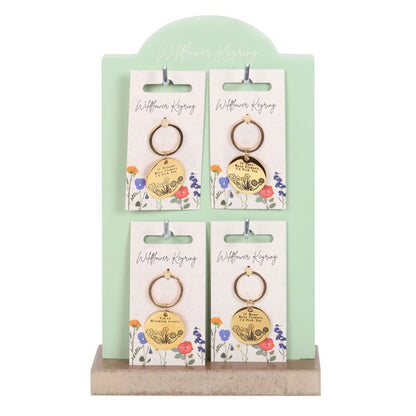 Set of 24 Wildflower Keyrings on Display - DuvetDay.co.uk