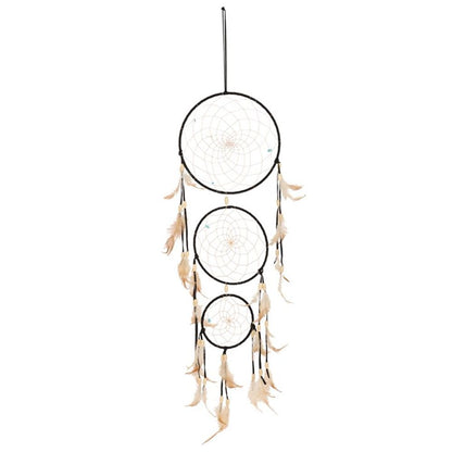 Black Triple Dreamcatcher with Feathers - DuvetDay.co.uk