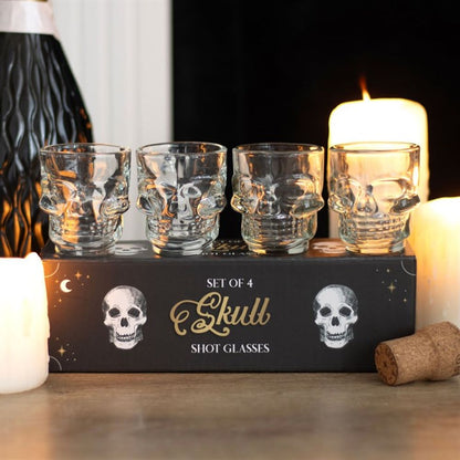Set of 4 Skull Shot Glasses Set - DuvetDay.co.uk