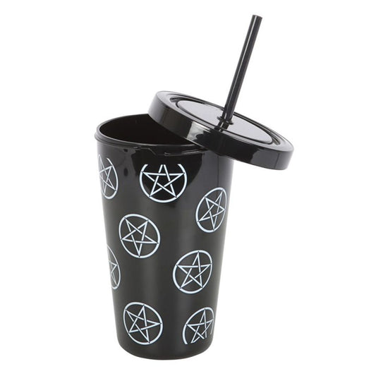 Pentagram Plastic Tumbler with Straw - DuvetDay.co.uk
