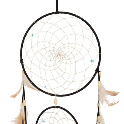 Black Triple Dreamcatcher with Feathers - DuvetDay.co.uk