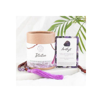 Intuition Rosewood & Amethyst Mallah Necklace - DuvetDay.co.uk