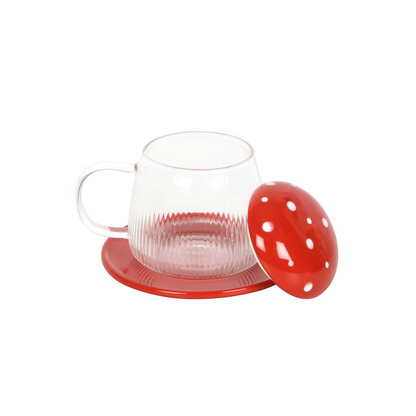 Glass Mushroom Mug and Saucer - DuvetDay.co.uk