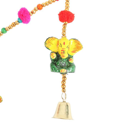 Hanging Ganesh Garland with Beads and Bells - DuvetDay.co.uk