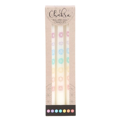 Set of 3 Chakra Balancing Taper Dinner Candles - DuvetDay.co.uk