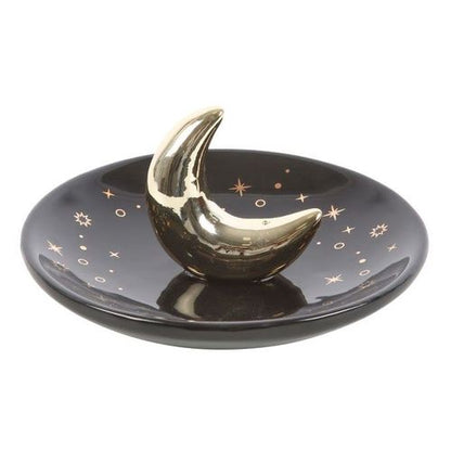 Gold Crescent Moon Incense Stick Holder