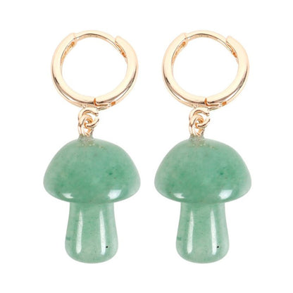 Aventurine Crystal Mushroom Earrings - DuvetDay.co.uk