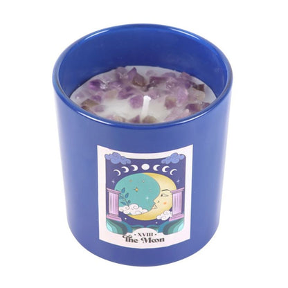 The Moon Amethyst Crystal Chip Candle - DuvetDay.co.uk