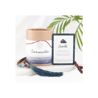 Communication Rosewood & Sodalite Mallah Necklace - DuvetDay.co.uk