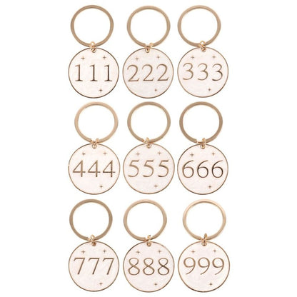 Pack of 9 Angel Number Keyrings - DuvetDay.co.uk