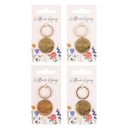 Set of 24 Wildflower Keyrings on Display - DuvetDay.co.uk