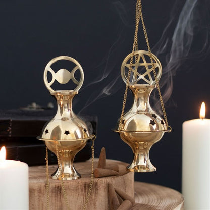 Metal Triple Moon Incense Censer