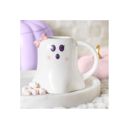 Mrs Boo Ghost Shaped Mug with Bow