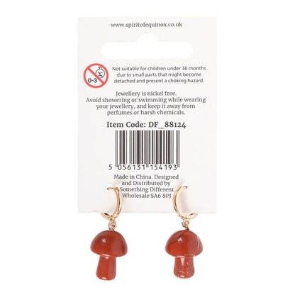 Red Jasper Crystal Mushroom Earrings - DuvetDay.co.uk