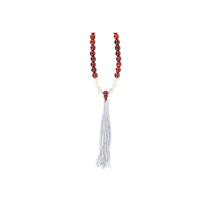 Stress Less Rosewood & Clear Quartz Mallah Necklace - DuvetDay.co.uk