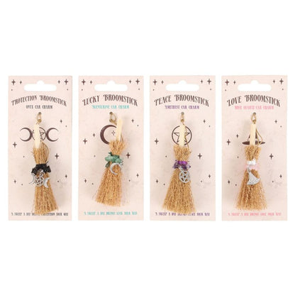 Pack of 12 Lucky Crystal Broomstick Car Charms - DuvetDay.co.uk