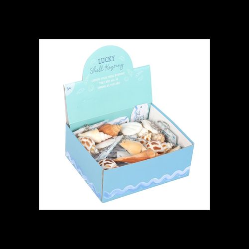 Set of 36 Resin Seashell Keyrings in Display