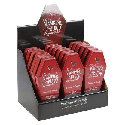 Set of 18 Vampire Blood Incense Stick Packs with Coffin Holder - DuvetDay.co.uk