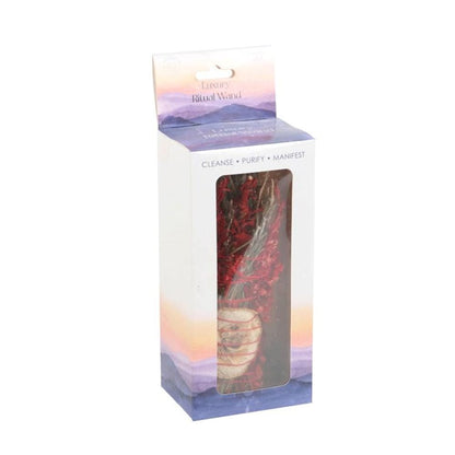 6in Ritual Wand Smudge Stick with Rosemary, Sage and Red Jasper - DuvetDay.co.uk