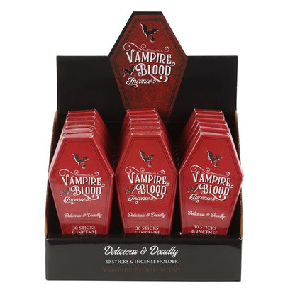 Set of 18 Vampire Blood Incense Stick Packs with Coffin Holder - DuvetDay.co.uk