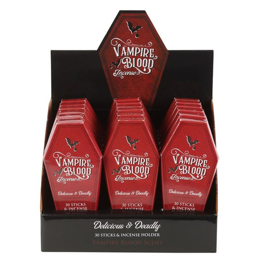 Set of 18 Vampire Blood Incense Stick Packs with Coffin Holder - DuvetDay.co.uk