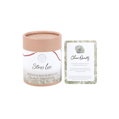 Stress Less Rosewood & Clear Quartz Mallah Necklace - DuvetDay.co.uk