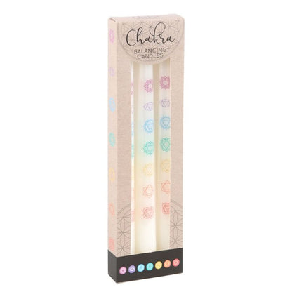 Set of 3 Chakra Balancing Taper Dinner Candles - DuvetDay.co.uk