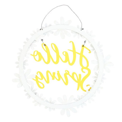 Hello Spring Hanging Daisy Wreath Decoration - DuvetDay.co.uk
