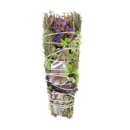 6in Ritual Wand Smudge Stick with Rosemary, Lavender and Abalone - DuvetDay.co.uk