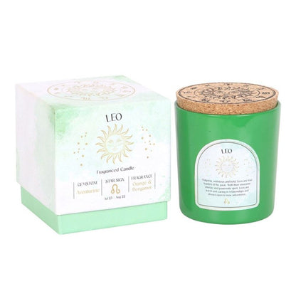 Leo Orange & Bergamot Gemstone Zodiac Candle - DuvetDay.co.uk