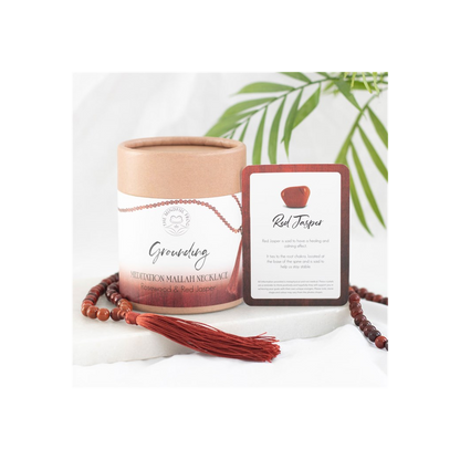 Grounding Rosewood & Red Jasper Mallah Necklace - DuvetDay.co.uk