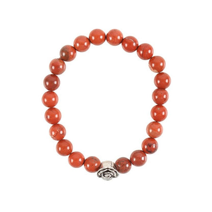 Rose Red Jasper Beaded Bracelet - DuvetDay.co.uk