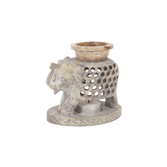 Upward Elephant Soapstone Oil Burner - DuvetDay.co.uk