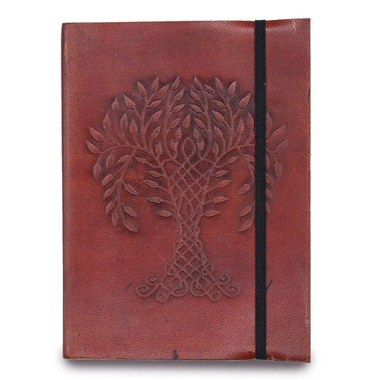 Vegetable Tanned Tree of Life Notebook with Strap - Small