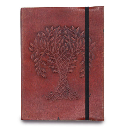 Vegetable Tanned Tree of Life Notebook with Strap - Small - DuvetDay.co.uk