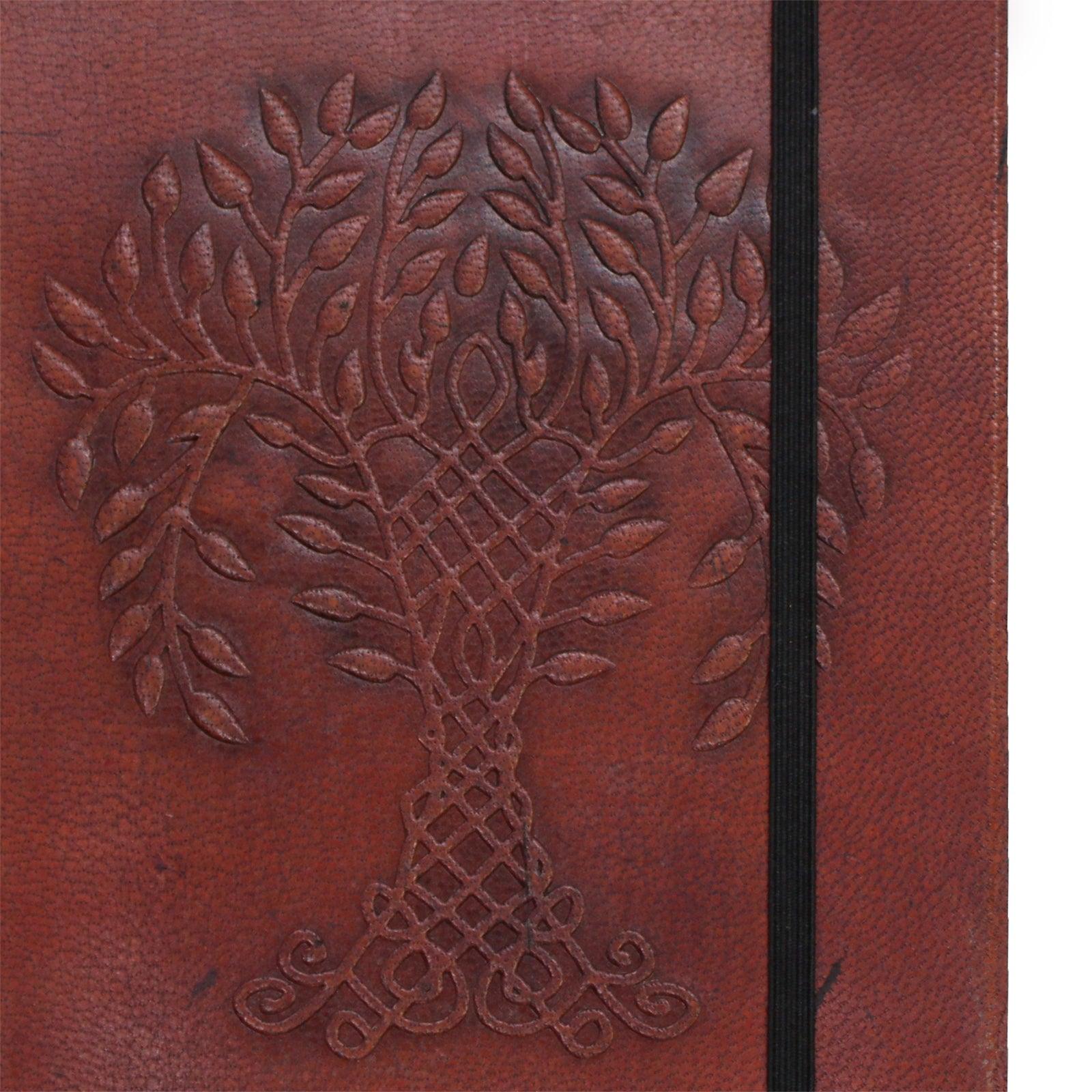 Vegetable Tanned Tree of Life Notebook with Strap - Small - DuvetDay.co.uk