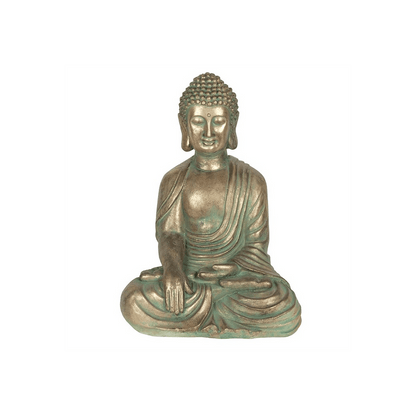 Verdigris Effect 52cm Sitting Garden Buddha - DuvetDay.co.uk
