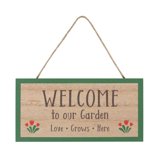 Welcome To Our Garden Hanging Sign - DuvetDay.co.uk