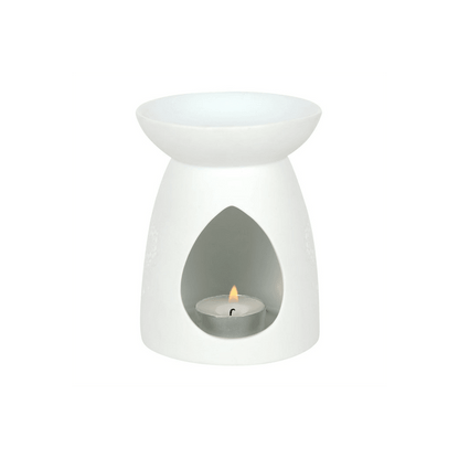 White Ceramic Buddha Face Oil Burner - DuvetDay.co.uk