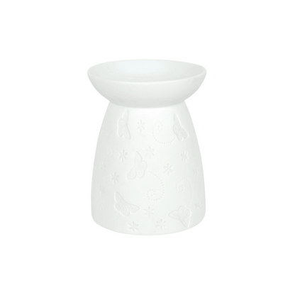 White Ceramic Butterfly Oil Burner - DuvetDay.co.uk