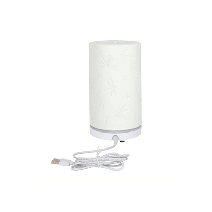 White Ceramic Dragonfly Electric Aroma Diffuser - DuvetDay.co.uk